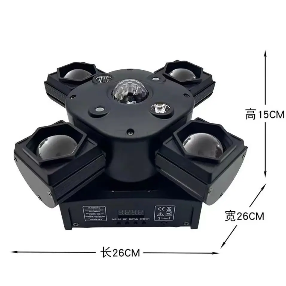 YUER 4 Arms LED 4x15W RGBW Lamp With RG Laser Beam 2x5w Gold Strobe Rotation Effect Home Party Dance Stage Lighting Decoration