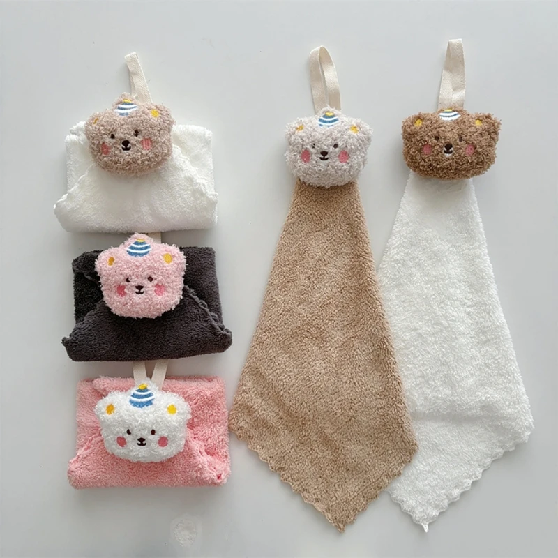 Soft & Absorbent Cartoon Hand Towel Bear Pattern Washcloth Soft for Baby & Adult Suitable for Kitchen & Bathroom