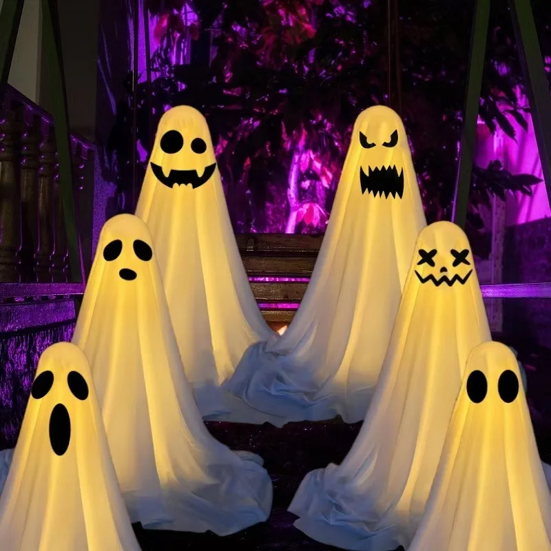 

Halloween Ghost Decor, Outdoor Spooky Yard Decoration, LED-lit White Ghost Figure, Halloween Party Garden Prop, Scary Festiv