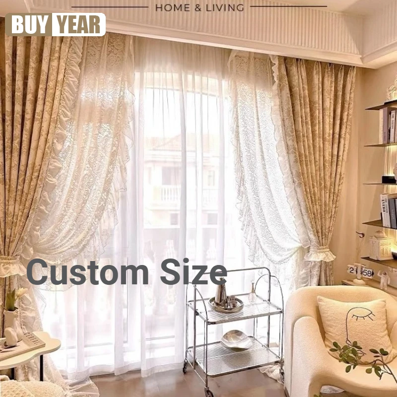 Romantic Curtains for Living Dining Room Bedroom Window Balcony Blackout Lace Gauze Custom Size Fashion Modern Elegant Luxury