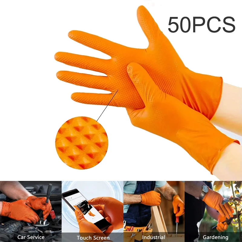 Non-slip Nitrile Gloves, 20/50pcs Multifunctional Perfect For Car Repair, Food Prep, Hair Dyeing & More, Waterproof