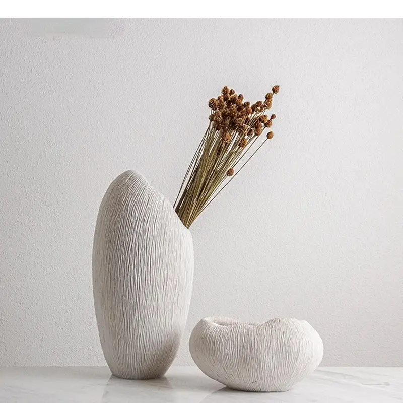 Resin Vase Coral Texture Tray Saucer Flower Irregular Stripes Modern Home Decoration Handicraft Furnishings
