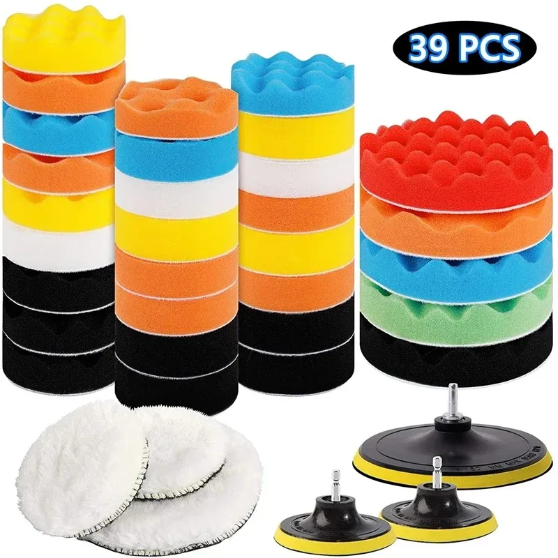 Car Polishing Sponge Pads Kit Foam Pad Buffer Kit Polishing Machine Wax Pads for Auto Motorcycle Motor Vehicle Remove Scratches