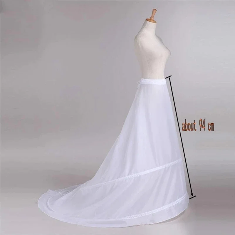 

Luxurious Petticoat with Train White 2 Hoops Underskirt Crinoline for Bride Formal Dress Cheap Wedding Accessories