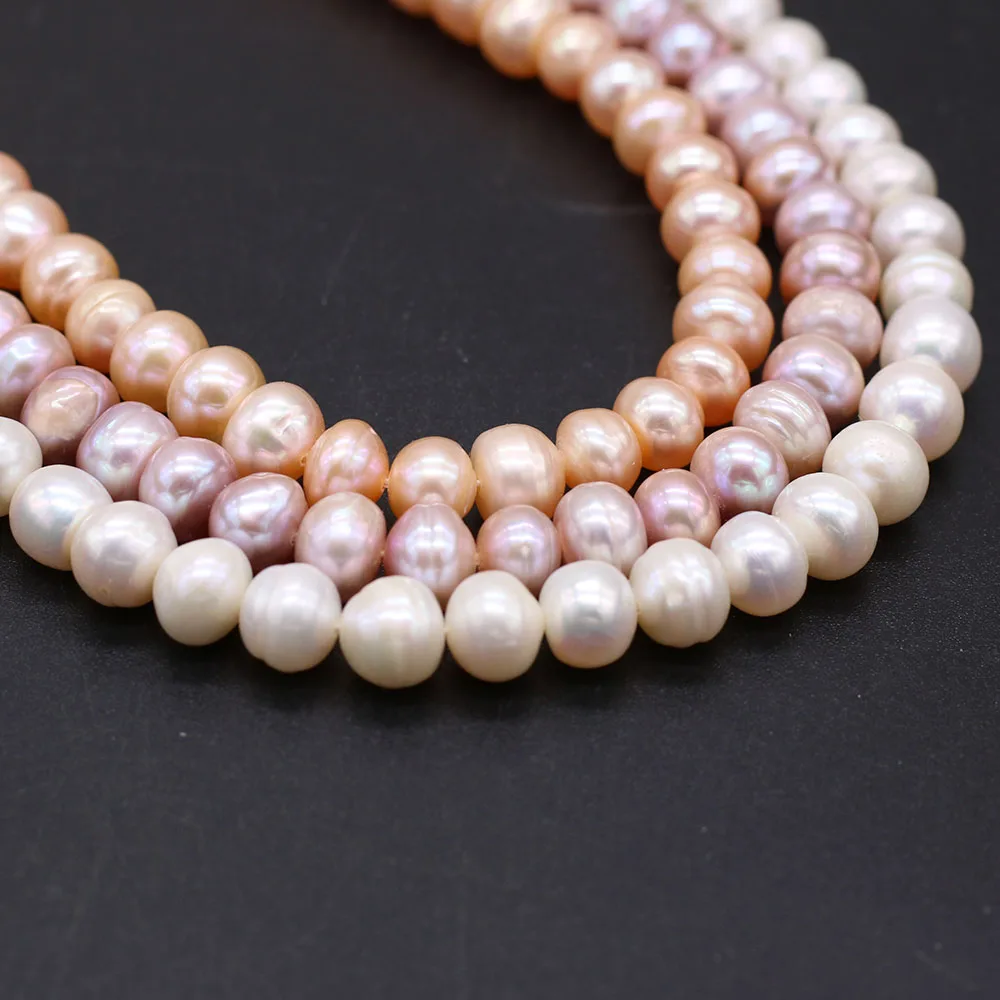 

8-9mm Natural Freshwater Pearl Beads Round White Purple Loose Spacer Pearl Beads For Jewelry Making DIY Pearl Necklace Craft