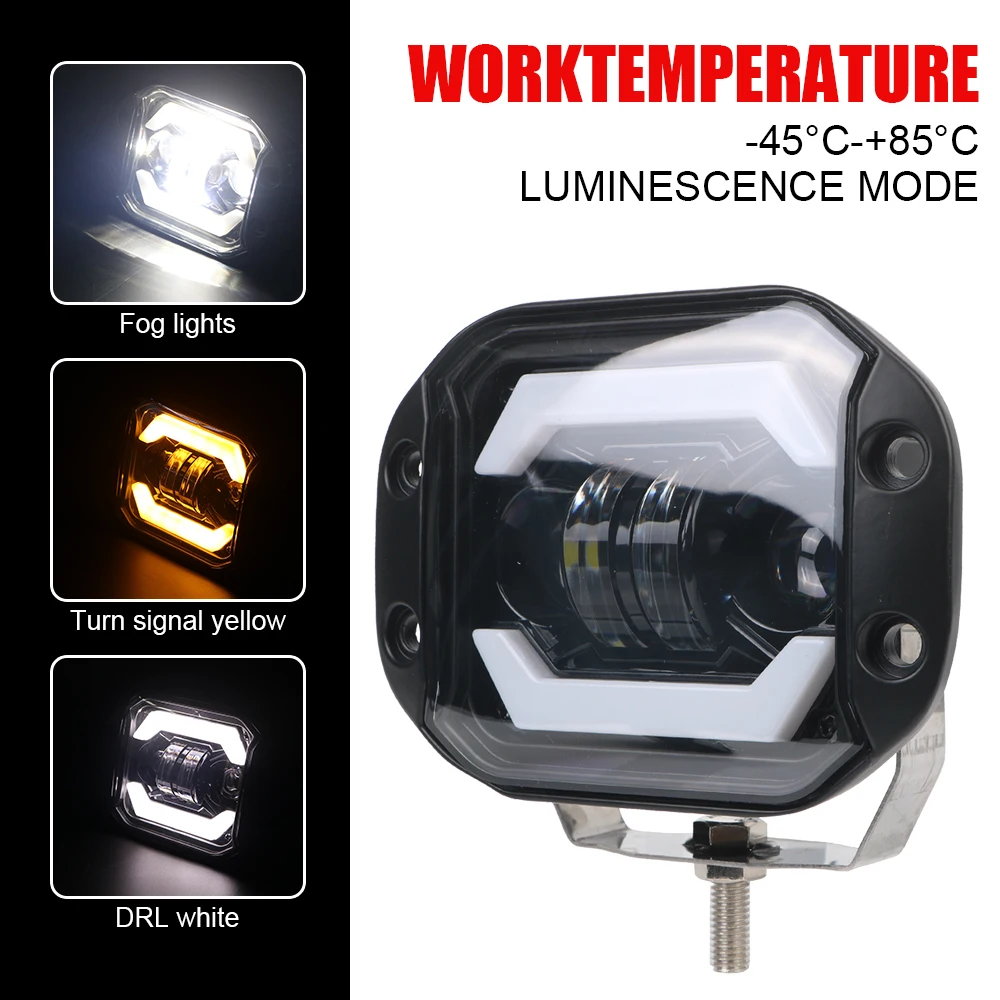 For Jeep Truck Off Road 4X4 SUV Flush Mounted Hi/low Beam 12V DRL LED Headlights Driving Work Light 5 Inch Car LED Spotlight