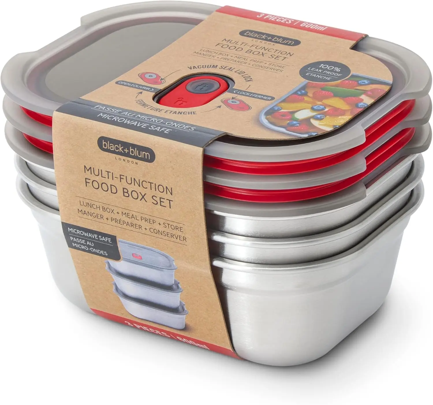 

Reusable Stainless Steel Lunch Box Set - Leak Proof, Microwave & Dishwasher Safe - 22oz for Picnic & Camping