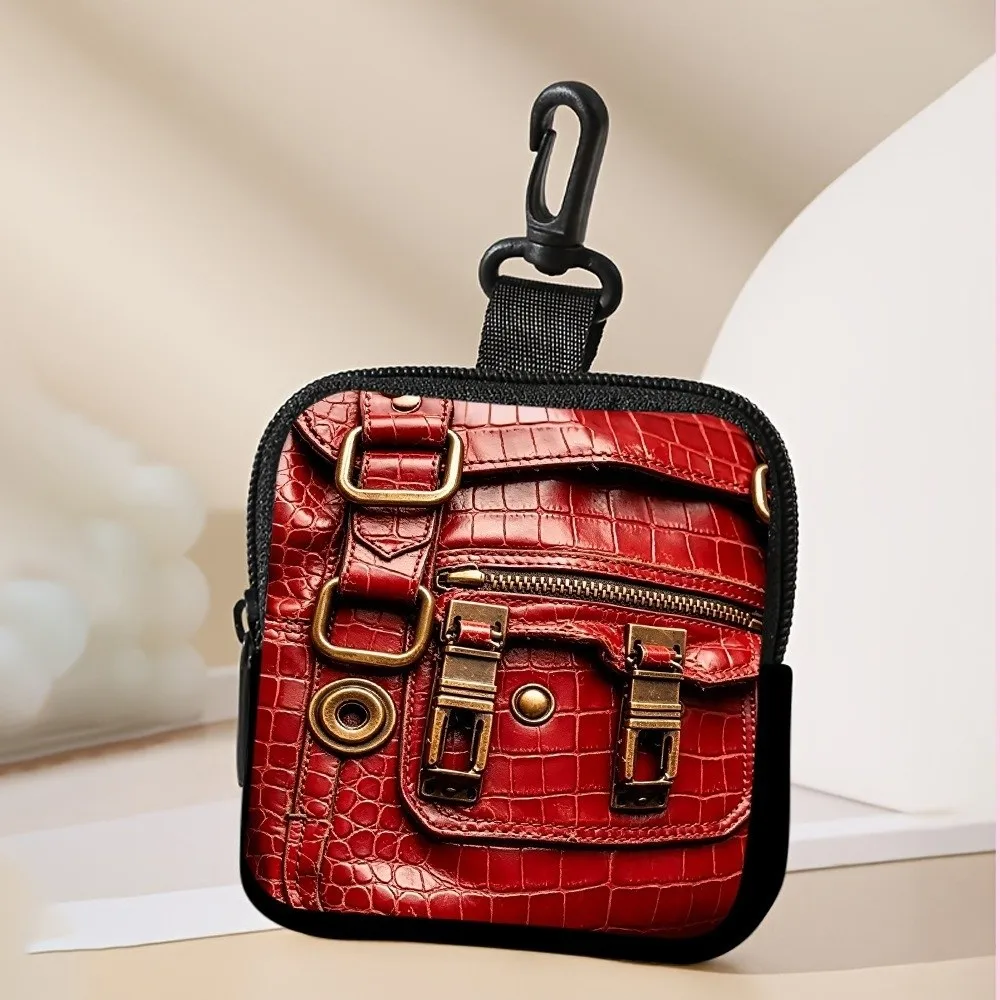 Mini Coin Purse Imitation Leather Bag Pattern Portable Wallet for Women Water-resistant Lightweight Earphone Bag Friends Gift