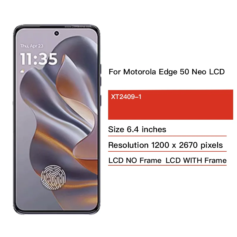 6.4''P-OLED For Motorola Edge 50 Neo LCD XT2409-1 Display Touch Screen Digitizer Assembly For Moto Edge50 Neo LCD Frame