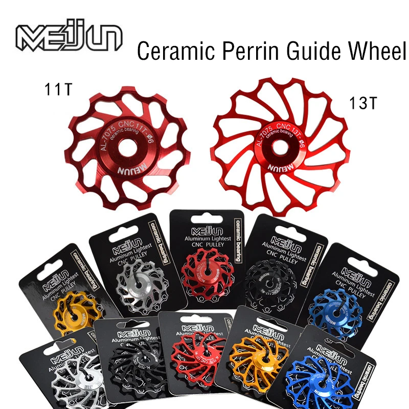 

2pcs MEIJUN Bike 11T 13T Wheels Aluminum Alloy Rear Derailleur Ceramic Bearing Guide Wheel MTB Road Bicycle Jockey Roller