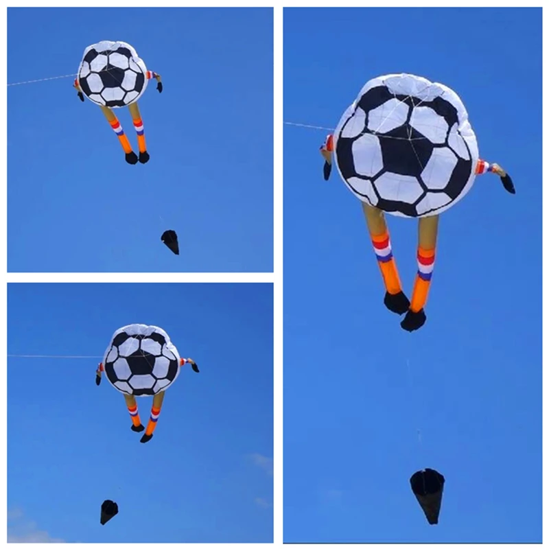 Frete grátis 2m grandes pipas de futebol voando polvo carretel de pipa ripstop náilon kevlar parapente diversão ao ar livre esportes pipa spinner