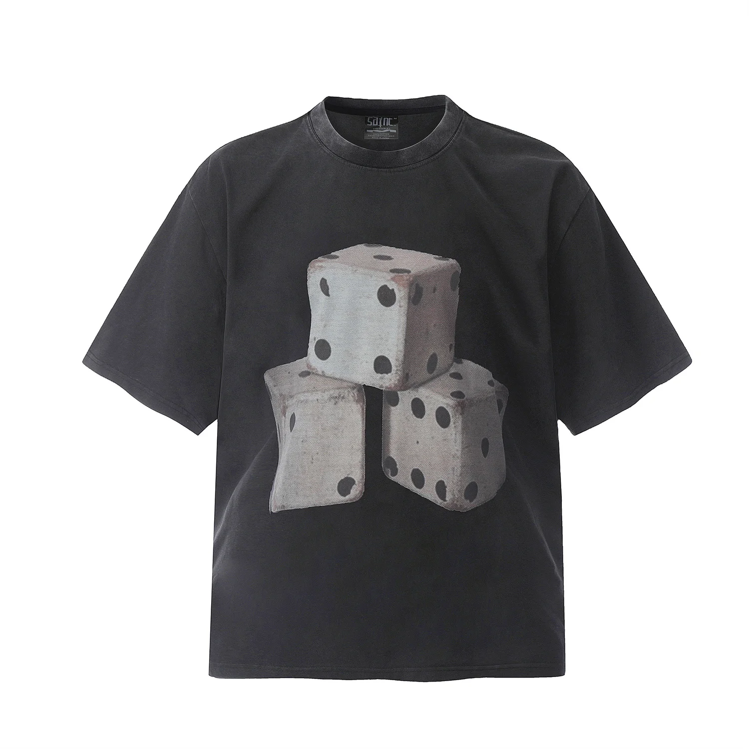 

Saint of Michael Fun Dice Digital Direct Spray Printing Retro Washed Outdated Short Sleeve T-shirt