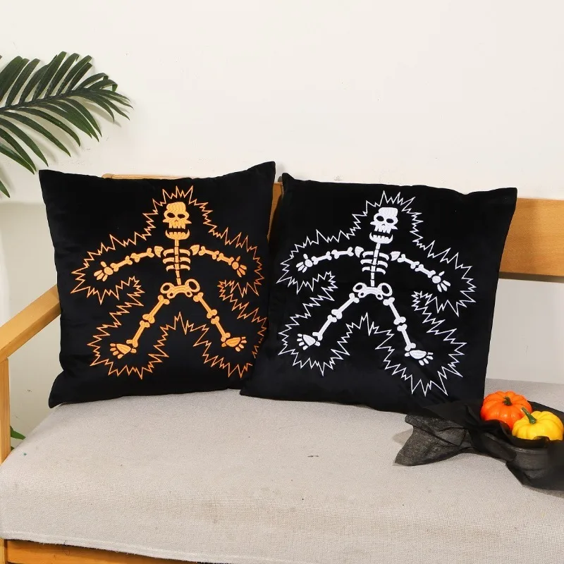 توهج الظلام هالوين وسادة غطاء المطرزة مضيئة كيس وسادة جاك يا فانوس ديكور هدية حفلة المنزل مخيف مخيف متوهجة #3