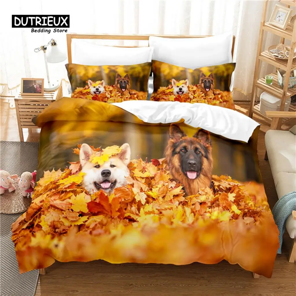 

Cute Dog Bedding Set 3Pcs Duvet Cover Set Soft Comfortable Breathable Duvet Cover For Bedroom Guest Room Decor