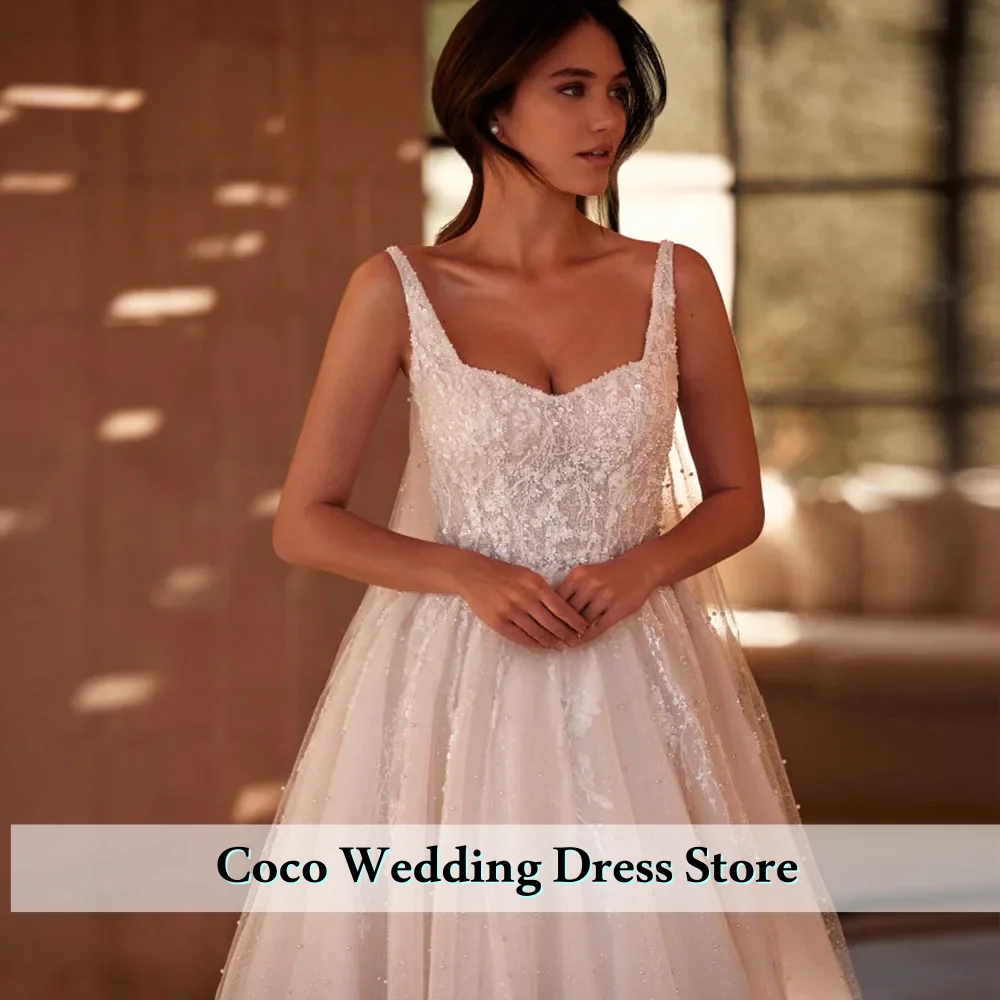 فساتين زفاف رائعة مخصصة على شكل حرف a من التل المتدرج زي العرائس دانتيل زينة بدون أكمام بدون ظهر فيستدوس دي نوفيا