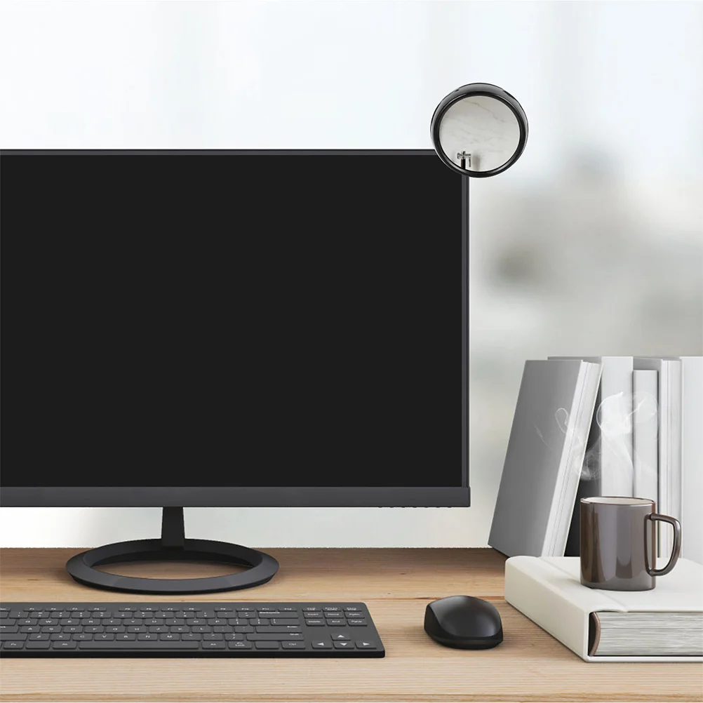 3 Pcs Desks Computer Mirror Cubicle Clip on to See behind You Office Black Rear-View Monitor Cubical Accessories for Work