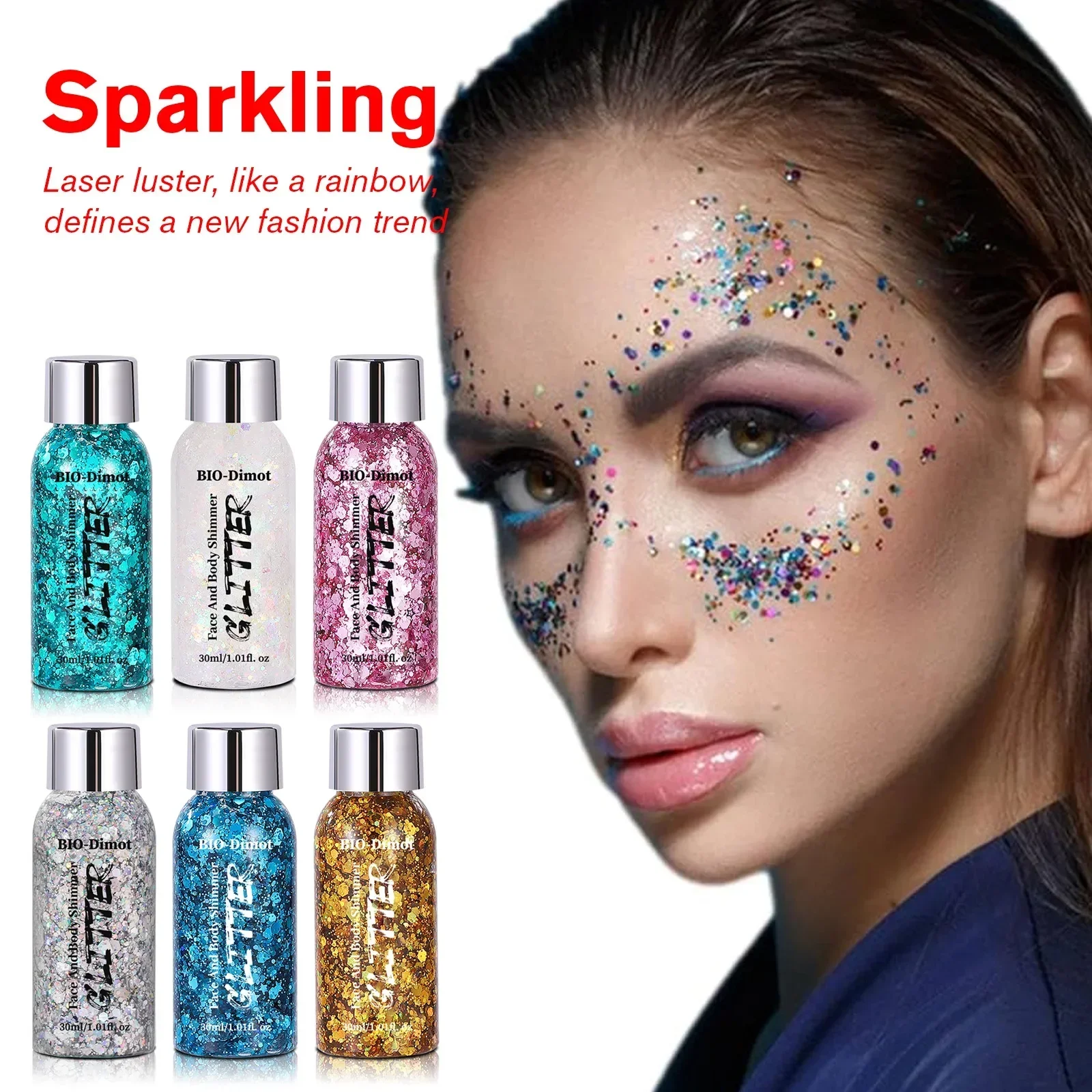 All-Over Sparkle Gel for Body & Hair - Long Lasting Liquid Eye Shadow & Highlighter, Festival & Party Makeup, Hard to Remove.