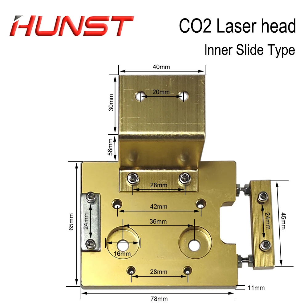 Hunst Inner Slide CO2 Laser Head with Nozzle for Inner Rail Laser Cutting Engraving Machine Spare Parts