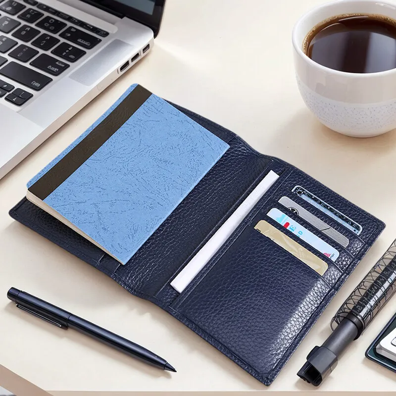 Reiseboarding-Pass aus echtem Leder, Reisepass-Notizbuch, mehrere Kartenfächer, Ausweis, Kreditkartenhalter