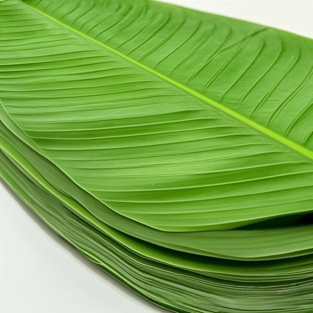 5Pcs Heat Resistant Artificial Banana Leaves Simulation Waterproof Faux Lotus Leaf Coasters Decor Anti Skid Kitchen Placemats