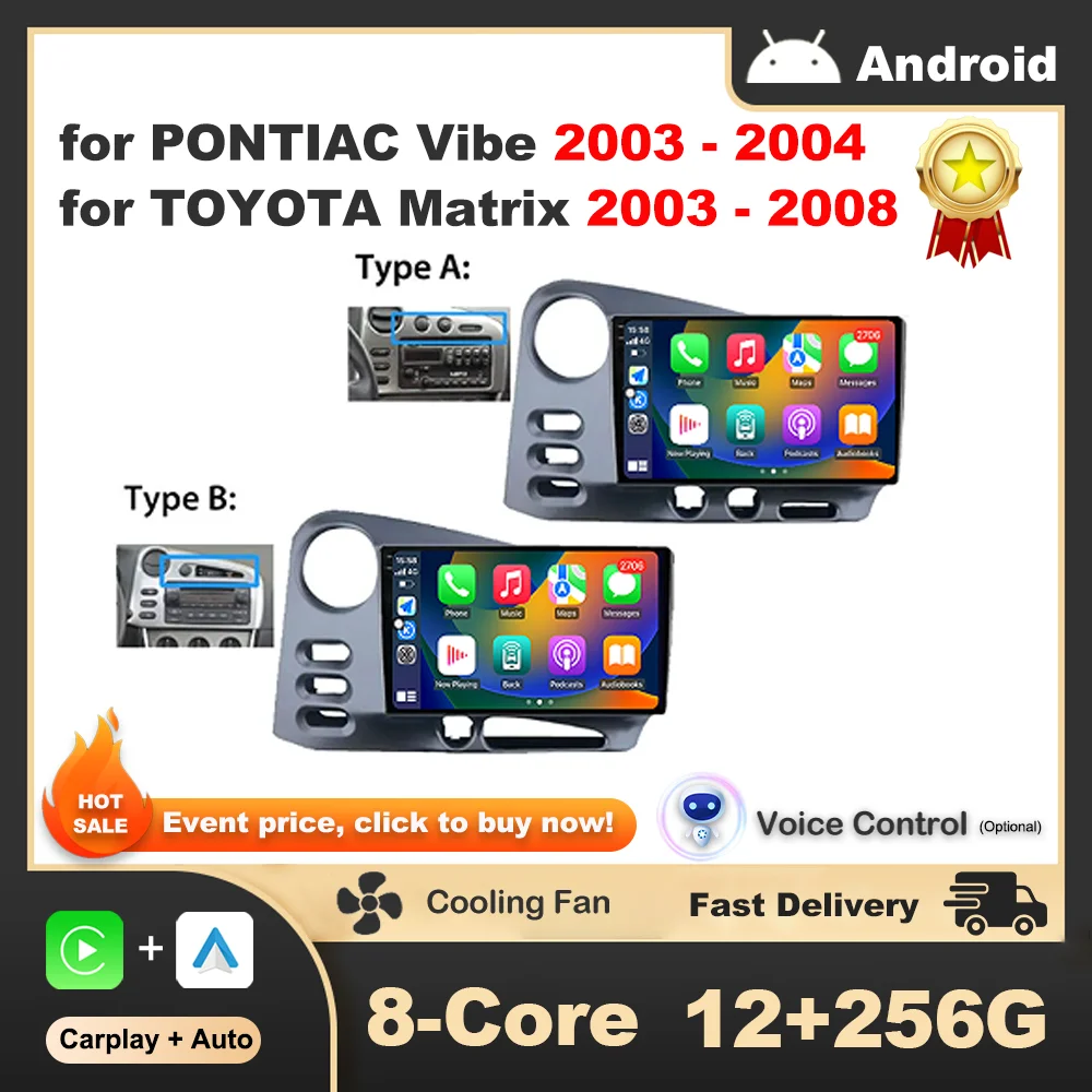 

Android OS for PONTIAC Vibe 2003 - 2004 for TOYOTA Matrix 2003 - 2008 Car Radio Multimedia Player GPS Navigation HD Touch Screen