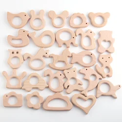 BPA Free Various Shape Beach Wood Baby Pacifier Teether Wooden Newborn Teething Ring Unfinished Baby Accessories Toys