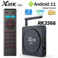 X98K Pro Smart TV Box 4G 32GRockchip R3566 8K Ultra HD Set Top Box Android BT5.0 2.4&5G Dual Wifi 1000M Very Fast Media Player