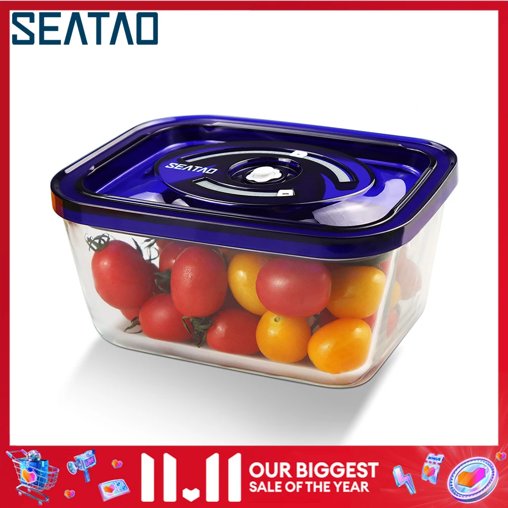 SEATAO Glass Food Storage Containers Preserve Marinate Vacuum Sealer Airtight Storage Containers with Lids Meal Prep Container