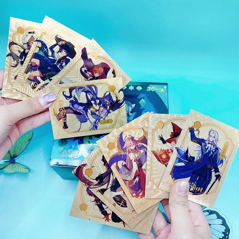 New Genshin Impact Animation Thick Card Rare Laser Stamping Flash