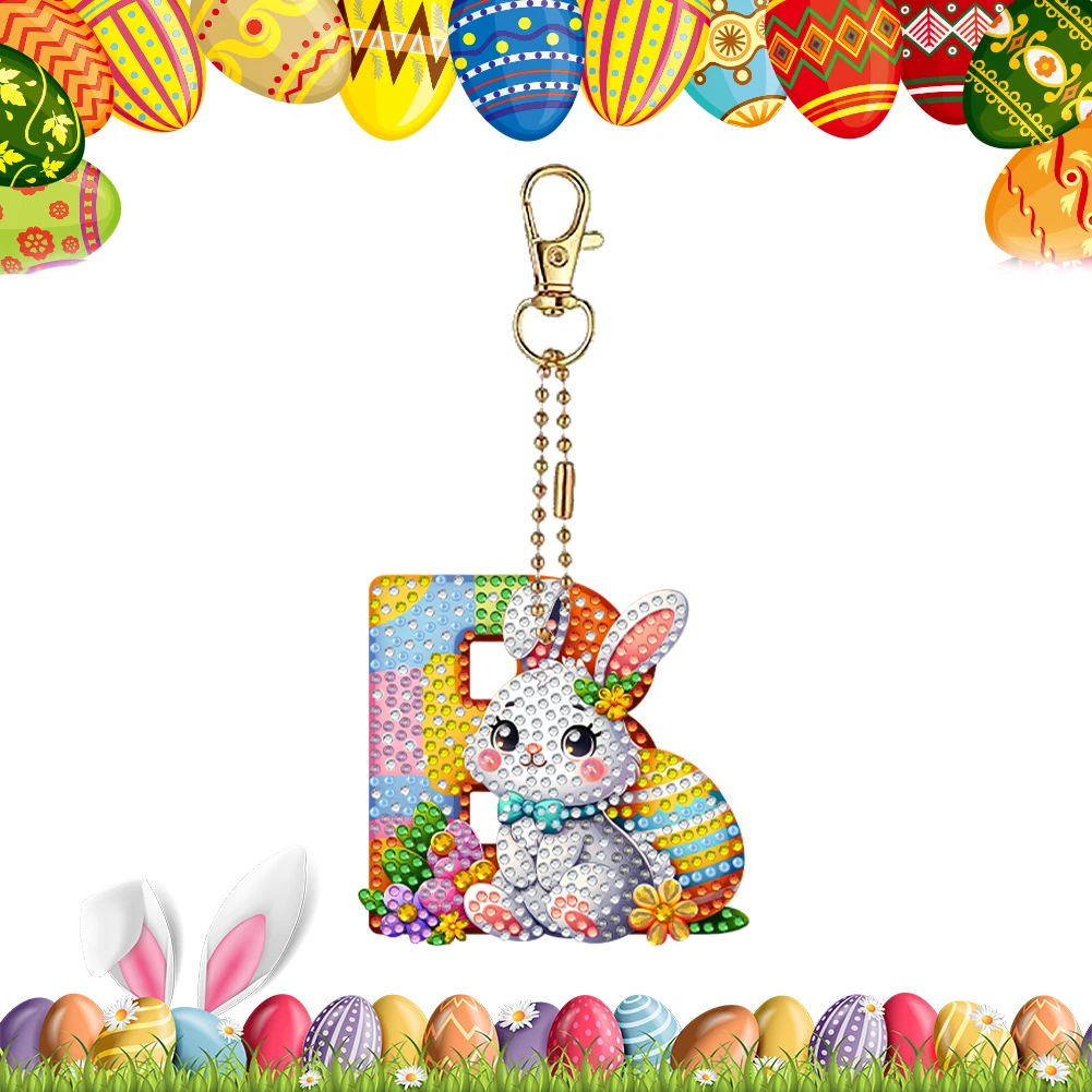 

Sparkling Diamond Art Keychain Ornaments Classic Style Handcrafted Crystal Painting Pendant for Bag or Car Decoration