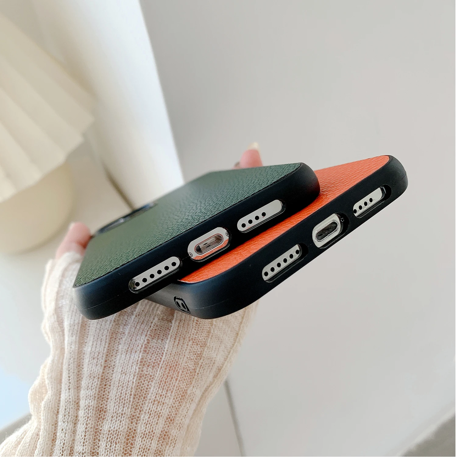 Modische, luxuriöse All-Inclusive-PU-Leder-Paar-Hülle für iPhone 16, 14, Handyhülle, 15, 13, 12, 11, Pro MAX, harte, stoßfeste Rückseite