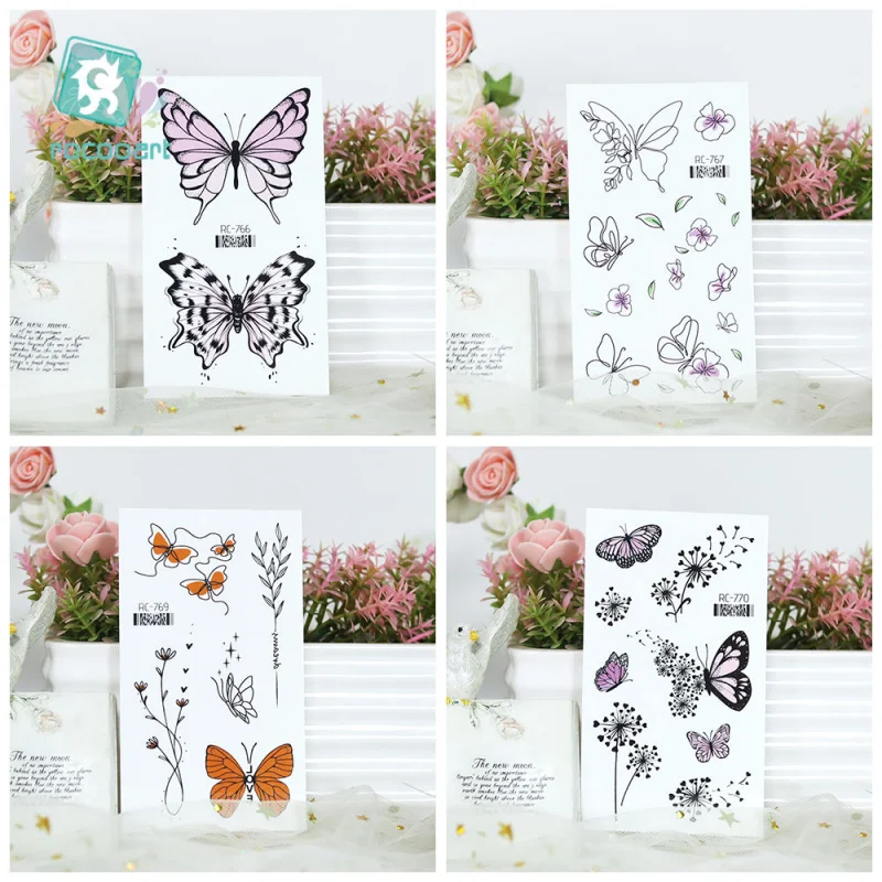 15 tymczasowych naklejek z tatuażami kwiatowymi motylkami na twarz, kostkę, ramię, szyję itp. Ekologiczne wodoodporne naklejki z tatuażami