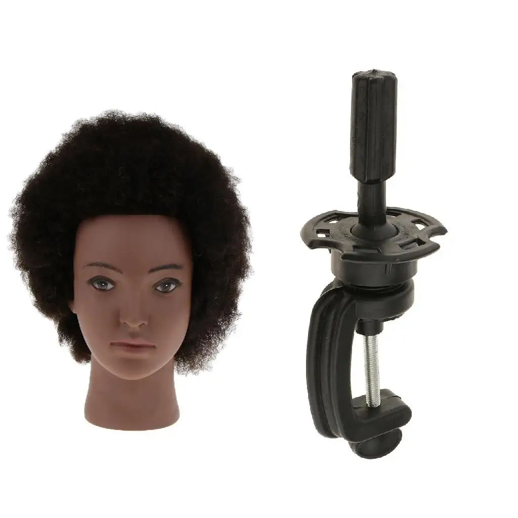 Hair Training Practice Head Styling Dye Cutting Manikin Head with Clamp Set