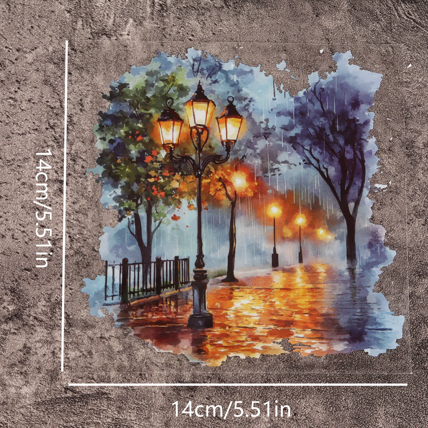 10 Blatt PET-Aquarell-Regenstraßen-großer selbstklebender Aufkleber, für Scrapbooking-Zubehör, DIY-Landschaftsbau – Detail 2