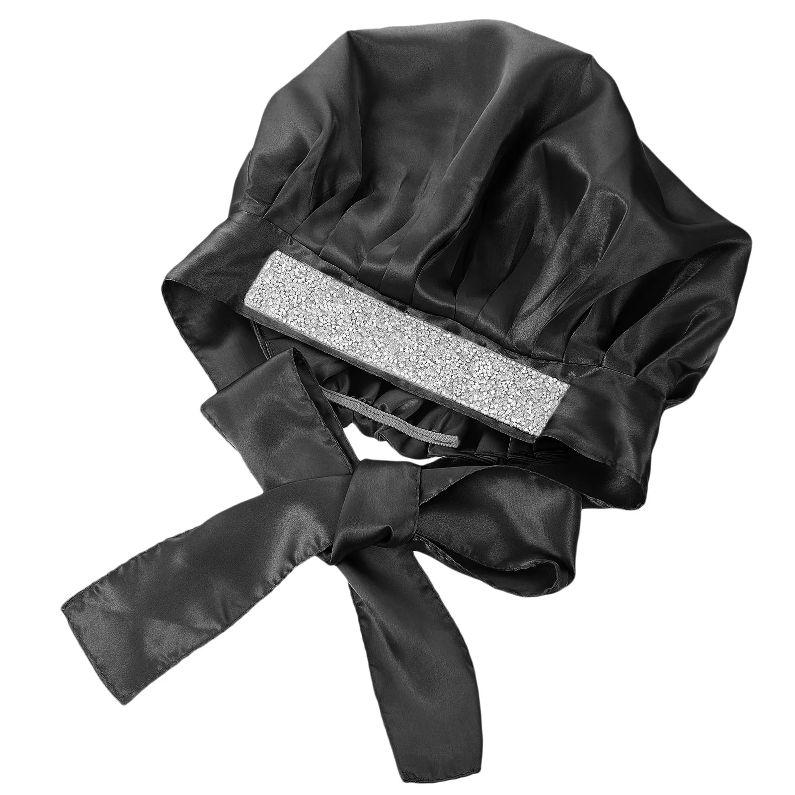 

1Pcs Shiny Double Layer Shower Cap for Women Sleep Hat Non-Skid Hair Protector Wide Brimmed Loose Fit Night Wrap for Long Curly