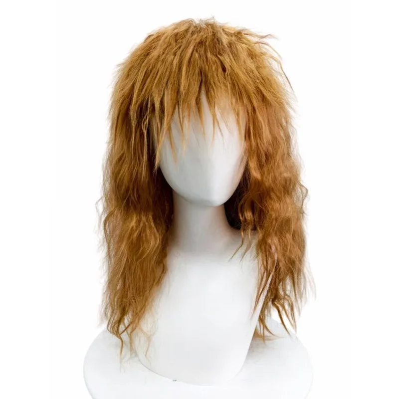Retro Ginger Copper Synthetic Long Fluffy Shaggy Layered Wavy Mullet Wig Cosplay Halloween Party Costume Role Play