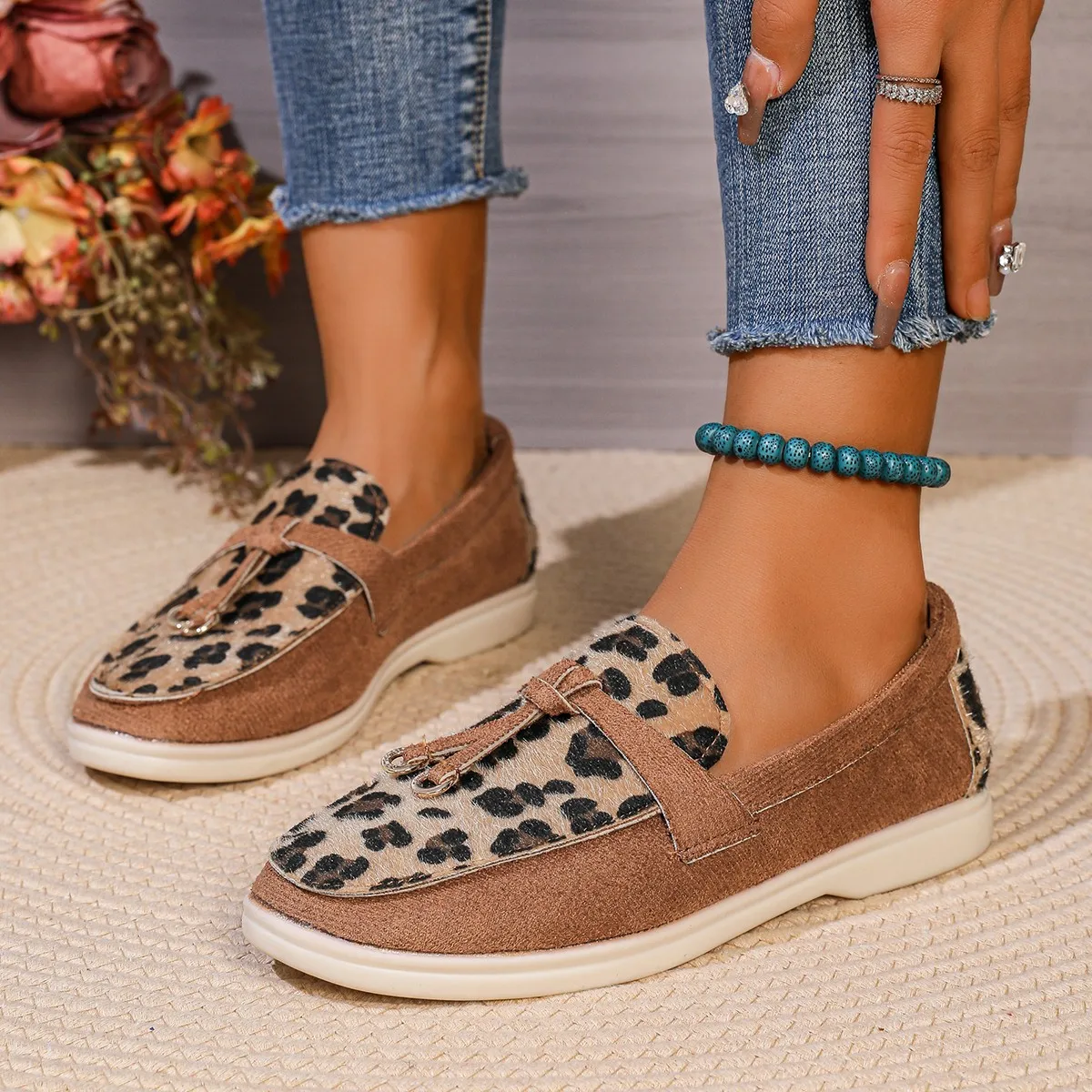 

Flats Shoes for Woman Leopard Print Barefoot Summer Footwear Running Slip-on Sneaker Sport Round Toe Comfortable Luxury on Offer