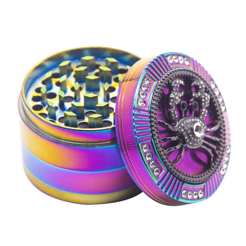 52mm Herb Metal Grinder 4-layer Iridescent Tobacco Grinder Spice Miller Crusher Zinc Alloy Smoke Accessories