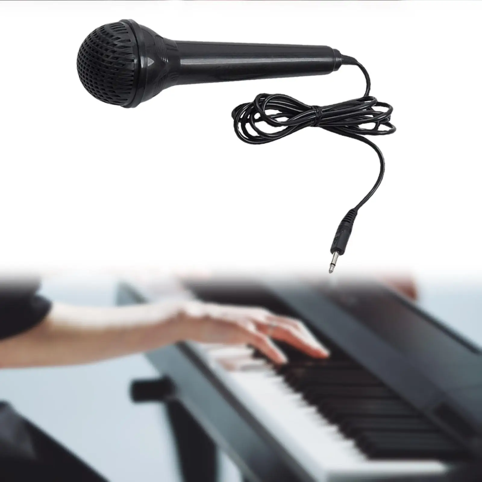 Microphone 3.5mm Handheld Black Mic for Electronic Piano Smartphone PC Beginner Children