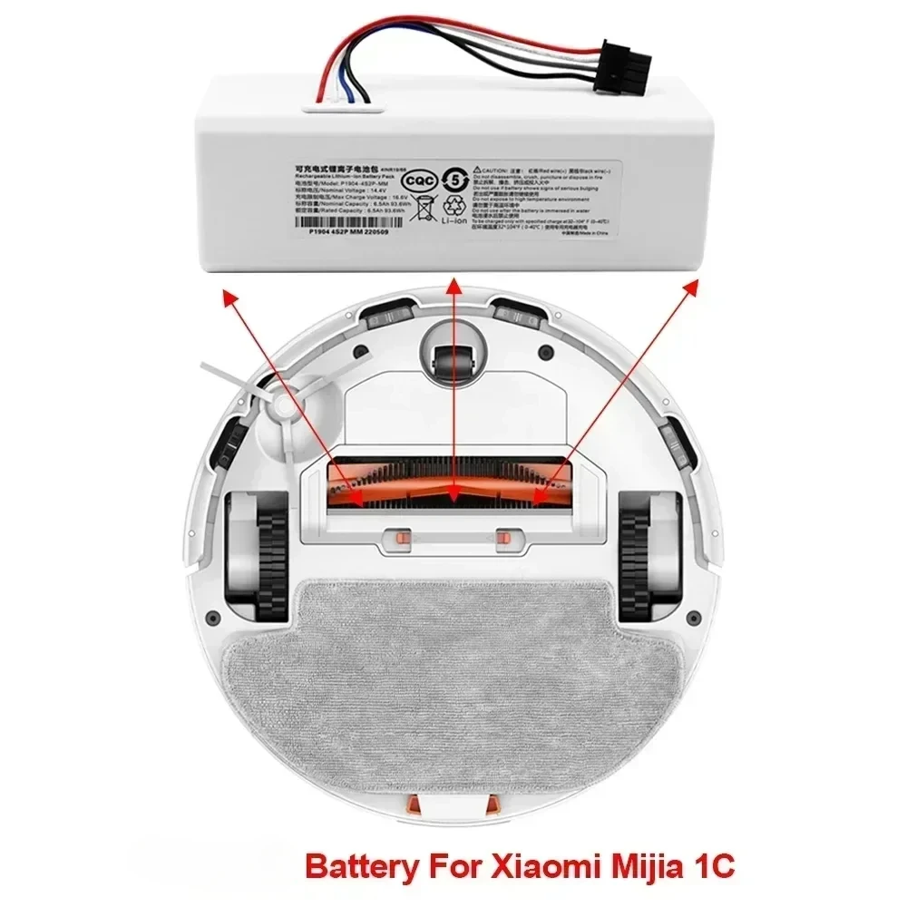 For Xiaomi Robot STYTJ01ZHM Battery 1C P1904-4S1P-MM Mijia Mi Vacuum Cleaner Sweeping Mopping Robot Replacement Battery 12800mAh