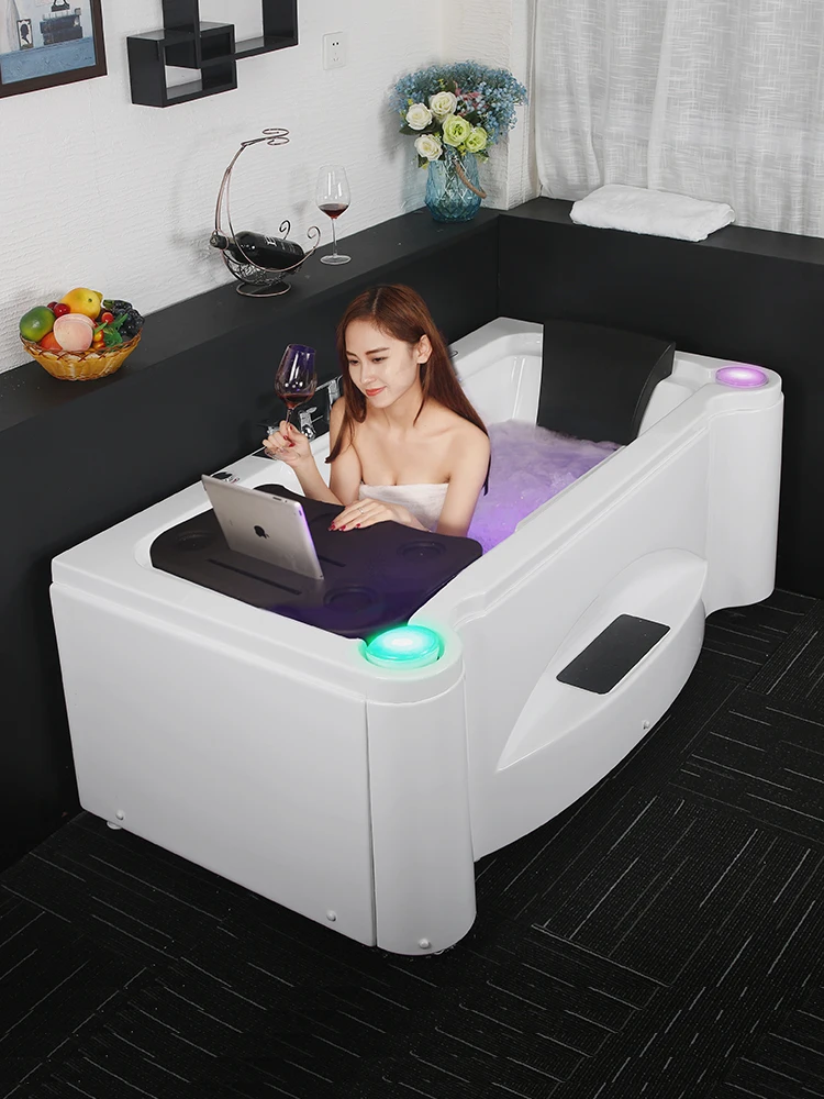 Small size massage bathtub for adult couples, intelligent constant temperature heating for household use