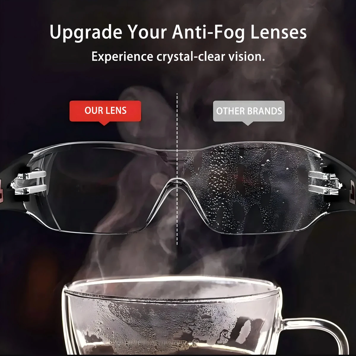 ANSI Z87.1 Rated Safety Glasses Clear Wraparound Lenses Vented Anti Fog Frame Protective Eyewear Work Sport HM11