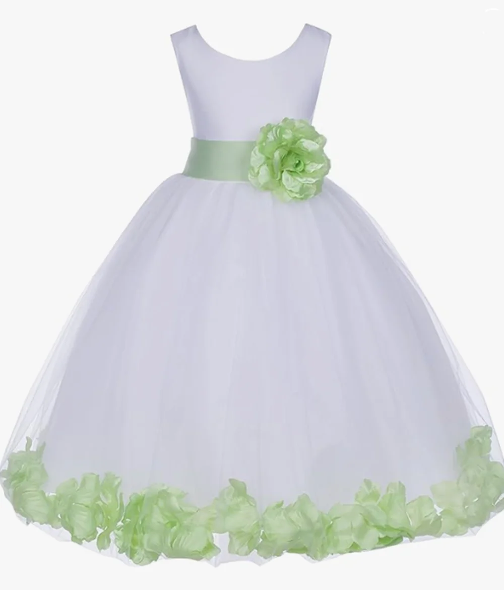 

Tulle flowers, rose petals, sleeveless dress for formal scenes such as wedding ceremonies