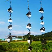 3D Spiral Wind Spinner Bird Scare Decoration Outdoor Garden Yard Farm Hanging Stainless Steel Wind Chime