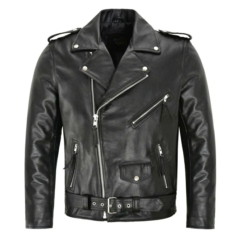 

Men PU Leather Jacket Motorcycle Fashion Slim Fit Leather Coat