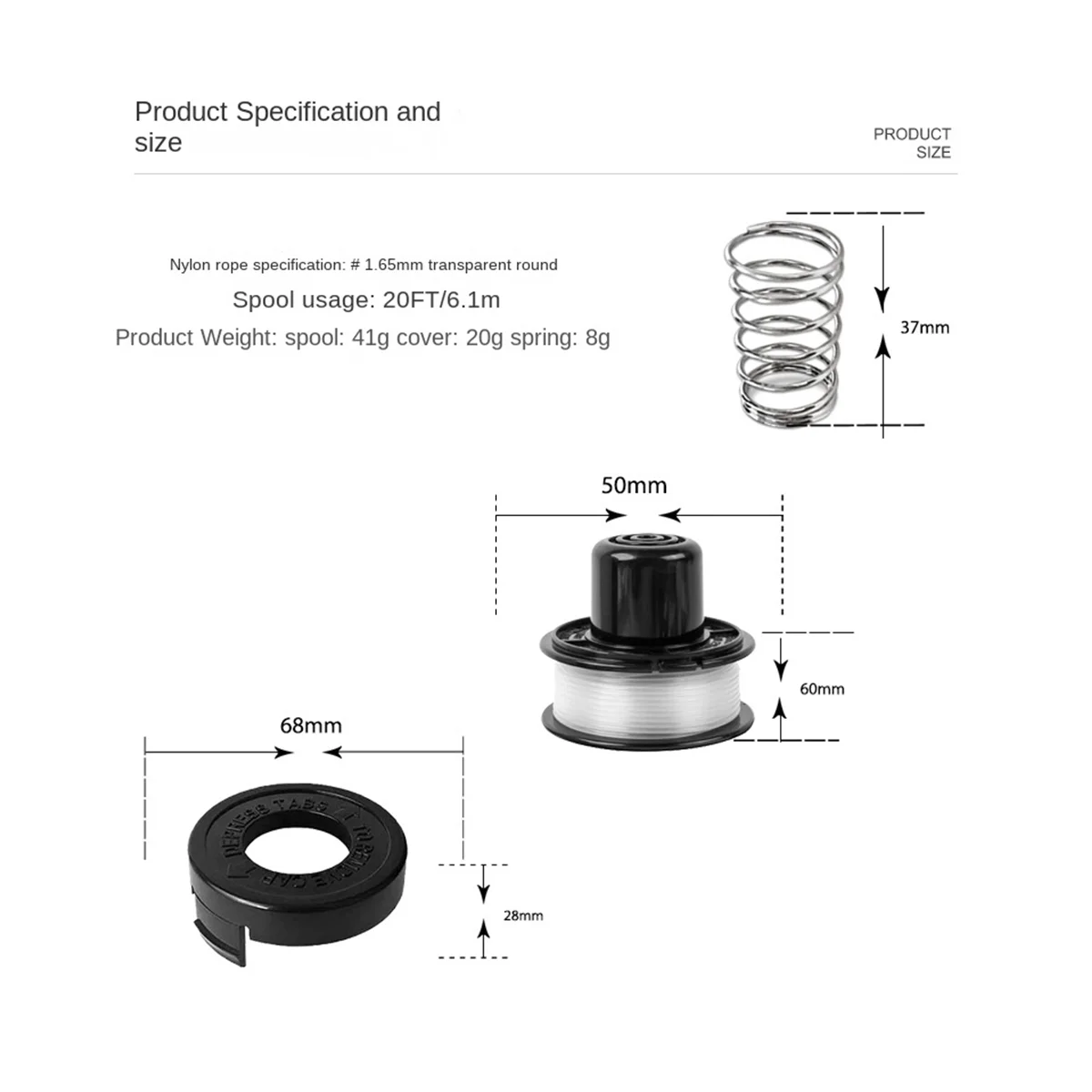 682378-02 Cover x 8 + Spring x 8 Mower Accessories RS-136-BKP/682378-02 Spool Mowing Head Cover