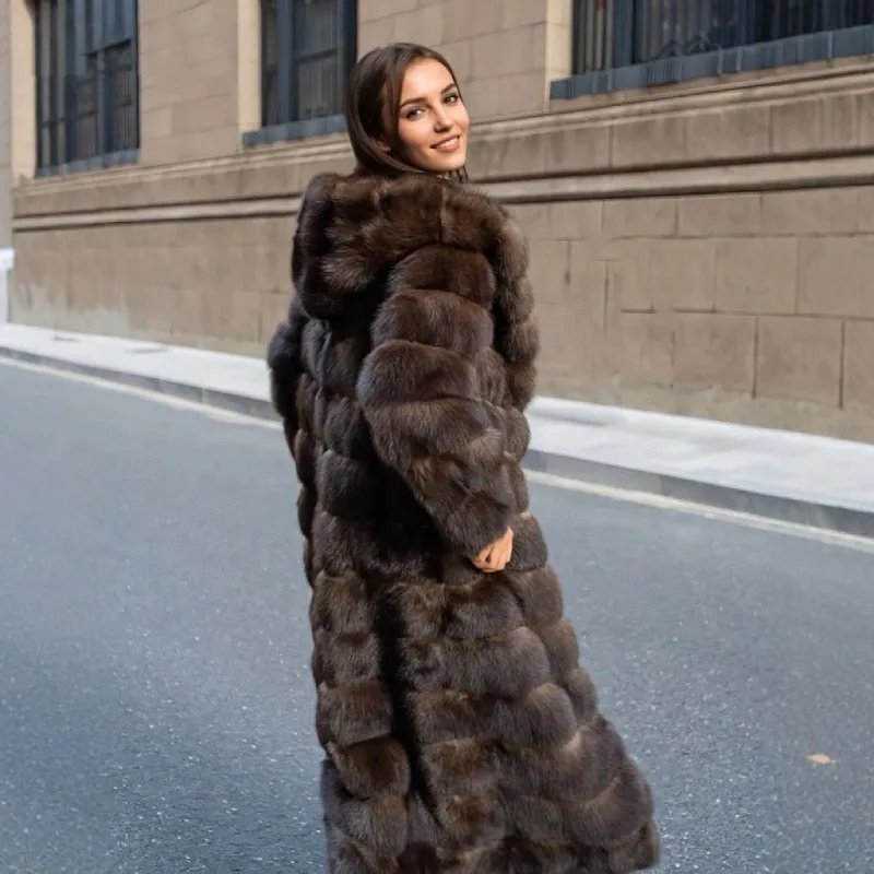 Mink Fur Coat New Style Autumn and Winter Hooded Mink Long Style Eco-friendly Faux Fur Winter Coat for Women Long Faux Fur Coat