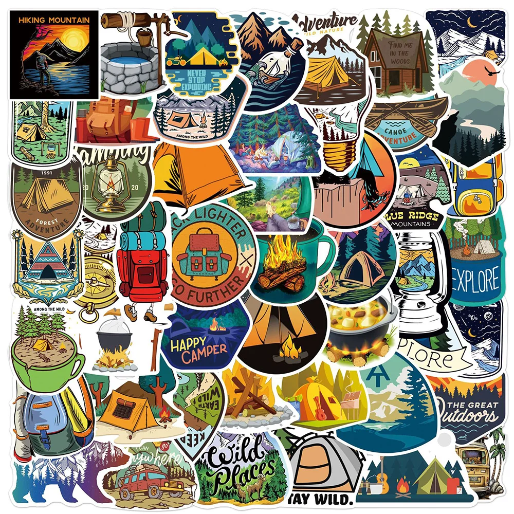 10/30/50 stücke Outdoor Wald Wandern Reise Aufkleber Cartoon Camping Landschaft Aufkleber Sammelalbum Telefon Laptop Graffiti Aufkleber Dekor