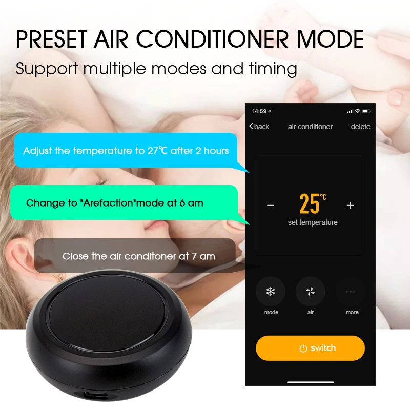 Tuya WiFi IR Remote Control Universal Infrared Controller Smart Home Control TV Air Conditioner Black Tuyasmart Smart Life APP