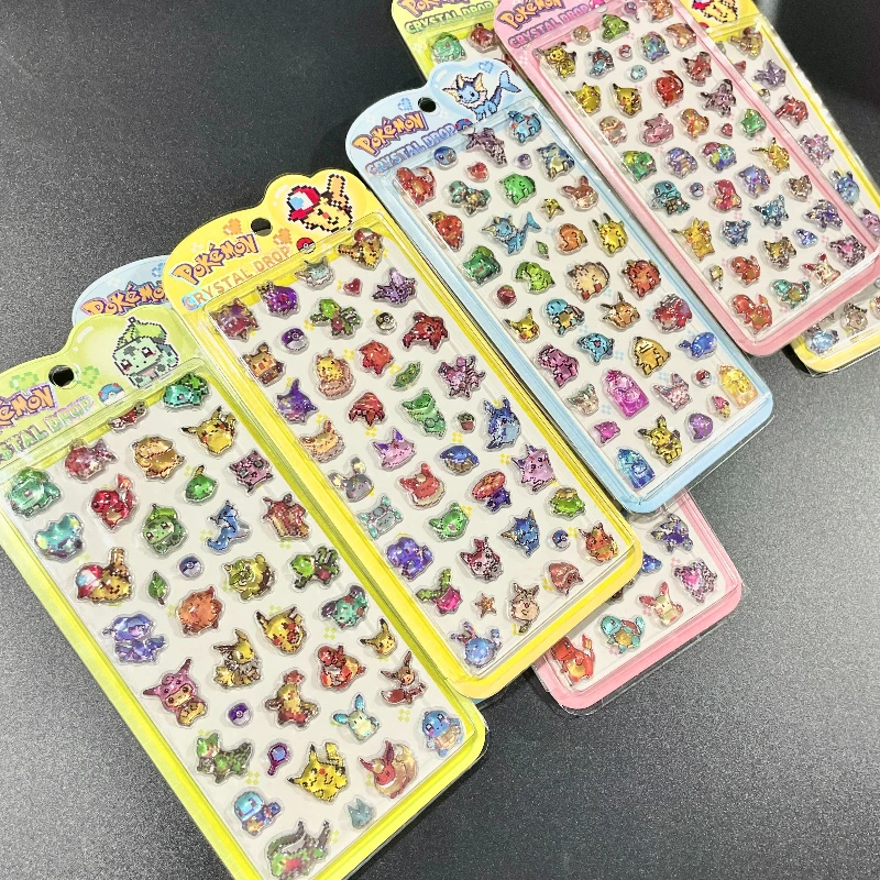Pokémon Crystal Drop 3D Glitter Stickers - Cute Anime Epoxy Decals for Laptop Water Bottle Phone Case Journal Decor - view 3